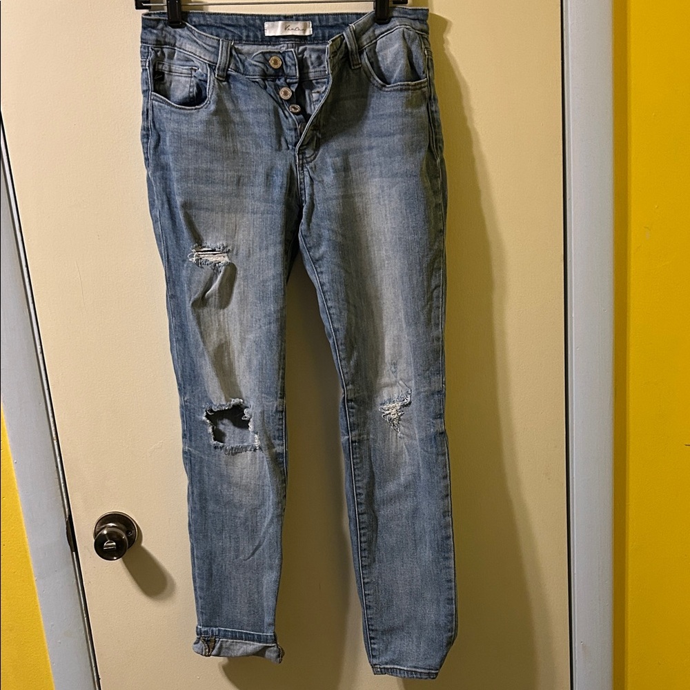 Distressed Blue Jeans